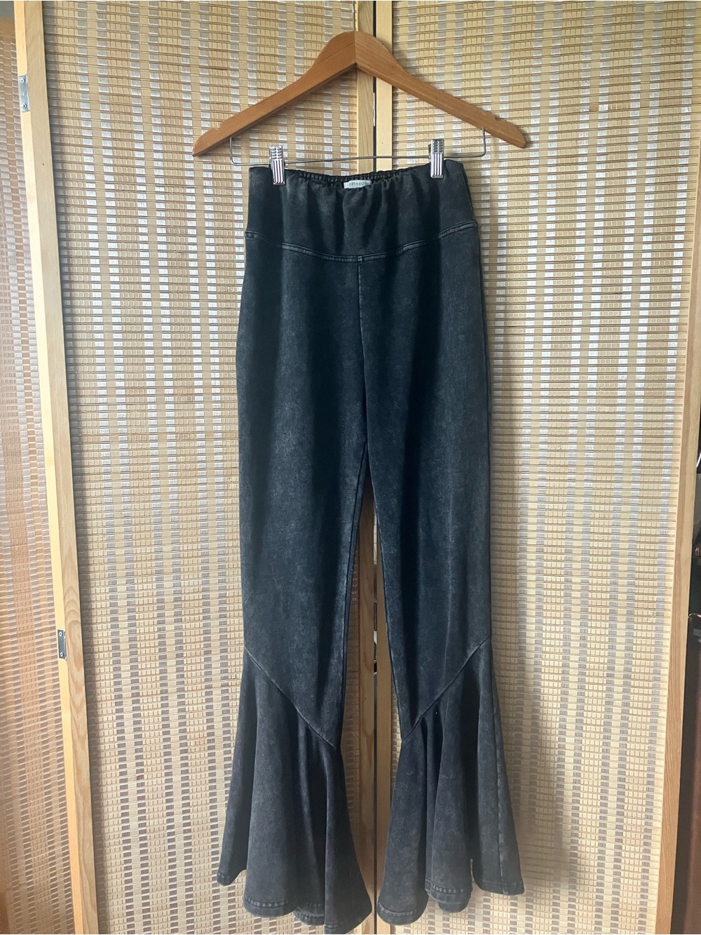 Earthbound Trading Co. Charcoal Mineral Wash Flare Pants - Size M